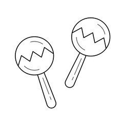 Maracas vector line icon isolated on white background