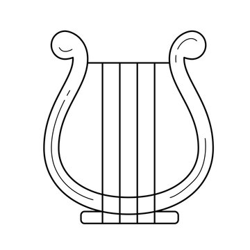 Harp vector line icon isolated on white background. Harp line icon for infographic, website or app. Icon designed on a grid system.