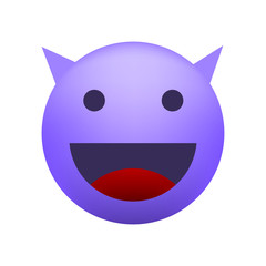 Cute Purple Evil Emoticon on White Background . Isolated Vector Illustration 