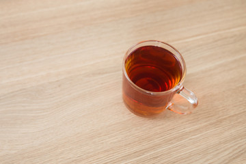 In the hands of tea. View from above