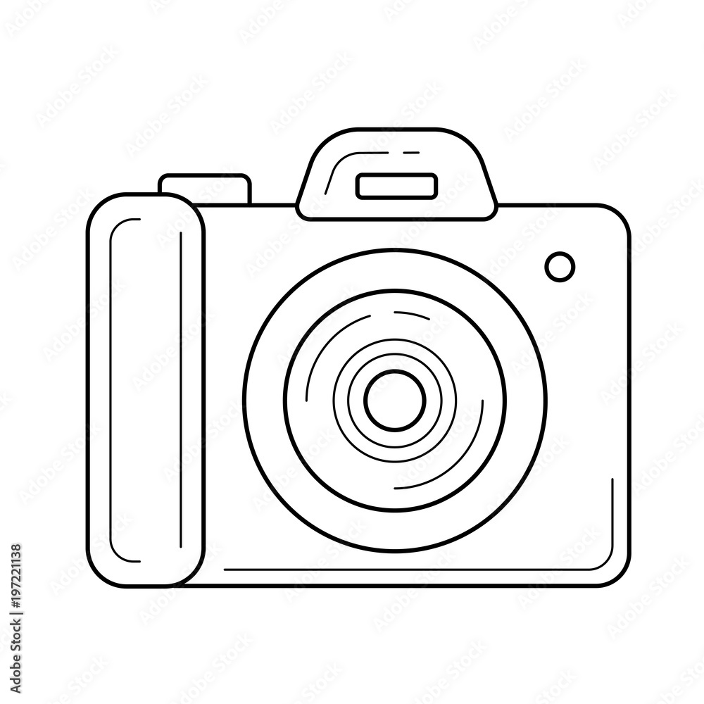 Canvas Prints simple camera vector line icon isolated on white background