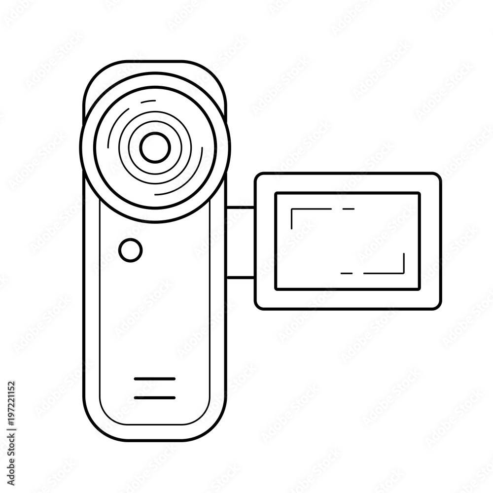 Canvas Prints Digital video camera vector line icon isolated on white background