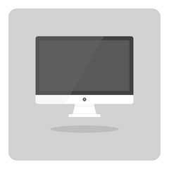 Vector design of flat icon, Desktop computer monitor with grey screen on isolated background.