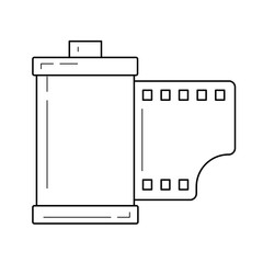 Film cartridge vector line icon isolated on white background