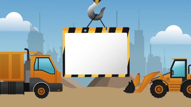 Under construction Crane hook with blank sign High definition colorful scenes