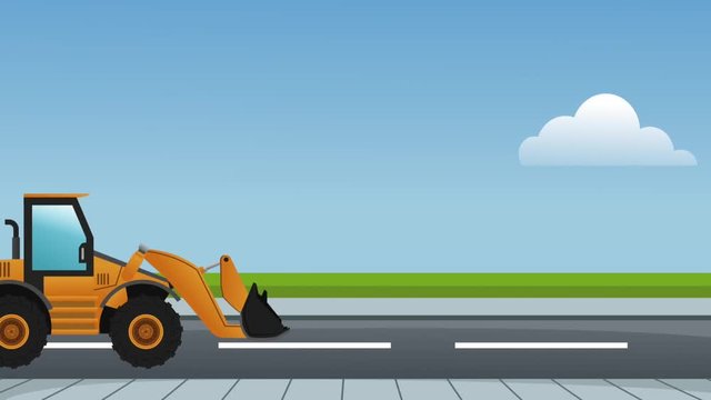 Construction vehicles on road High definition colorful scenes