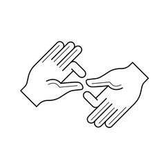 Obraz premium Deaf language vector line icon isolated on white background. Deaf, mute, finger language line icon for infographic, website or app. Icon designed on a grid system.