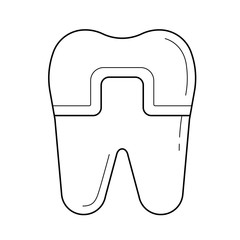 Filled tooth vector line icon isolated on white background. Filled tooth line icon for infographic, website or app. Icon designed on a grid system.