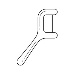 Floss pick vector line icon isolated on white background