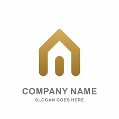 Simple Building House Shape Architecture Interior Construction Real Estate Business Company Stock Vector Logo Design Template