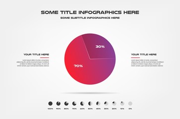 3d sphere, percentage infographics. Element of chart, graph, diagram with 2 options - parts, processes, timeline. Vector business template for presentation, workflow layout, annual report, web
