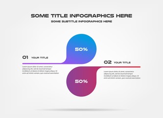 Chart of percentage infographics. Element of graph, diagram with 2 options - parts, processes, timeline. Vector business template for presentation, workflow layout, annual report