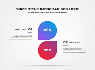 Chart of percentage infographics. Element of graph, diagram with 2 options - parts, processes, timeline. Vector business template for presentation, workflow layout, annual report