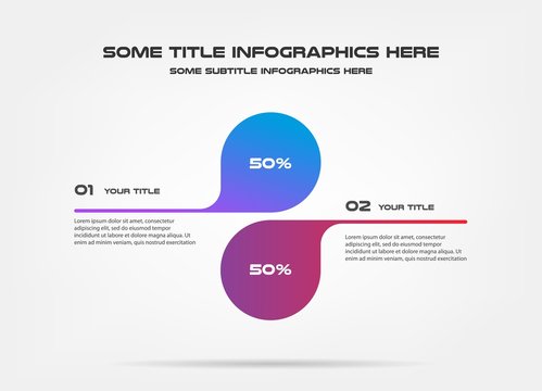 Chart of percentage infographics. Element of graph, diagram with 2 options - parts, processes, timeline. Vector business template for presentation, workflow layout, annual report