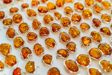 Lot of sterling silver rings with Baltic amber stone