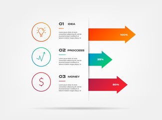Icons infographics with arrows. Element of chart, graph, diagram with 2 options - parts, processes, timeline. Vector business template for presentation, workflow layout, annual report