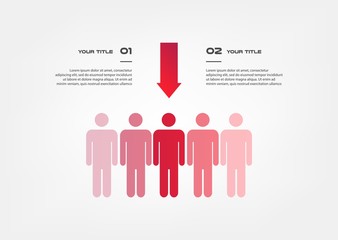 Target infographics with arrows. Element of chart, graph, diagram with 2 options - parts, processes, timeline. Vector business template for presentation, workflow layout, annual report