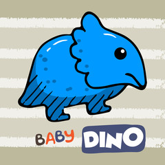 Adorable Baby Dino Mascot. Vector Cartoon Illustration with Grey Background
