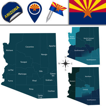 Map of Arizona with Regions