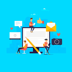Forum. Technologies. Internet. Flat design vector illustration.