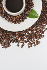 coffee beans isolated on white background with room for copy