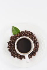 coffee beans isolated on white background with room for copy