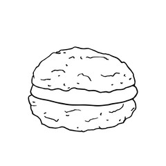 Biscuit icon in hand drawn style.