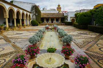 fuente en un patio típico cordobés andaluz 