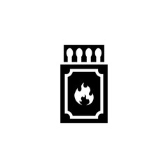 Matchbox and Matches. Flat Vector Icon. Simple black symbol on white background