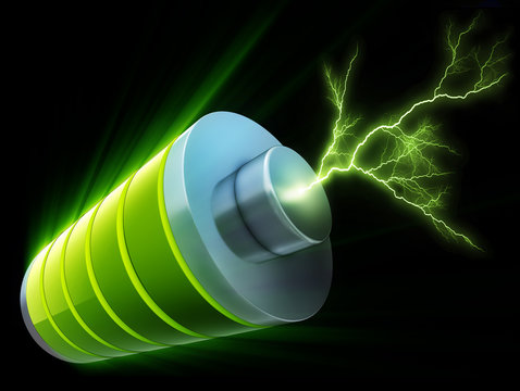 3D rendering of a green battery