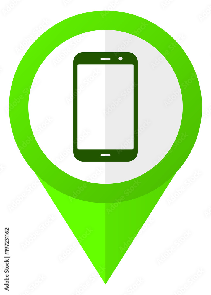 Poster Smartphone green pointer vector icon in eps 10 isolated on white background