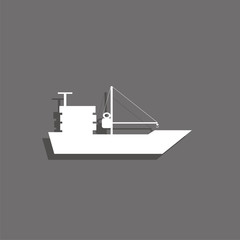 Cargo ship. White vector icon