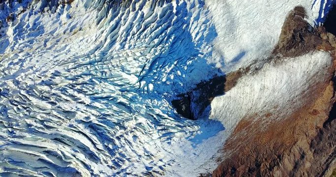 Overhead Pan Of Coleman Glacier, Washington, USA