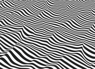 Vector abstract op art. Water line- art. Stylized flowing water. 3d optical illusion.