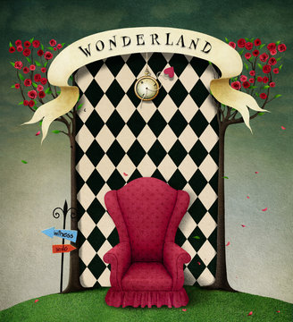 Conceptual fantasy background  for illustration or poster with  wall Wonderland. 