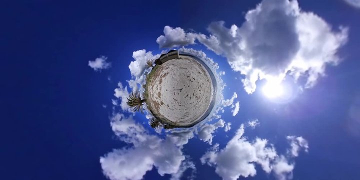 Alghero shore in tiny planet 360 degrees effect