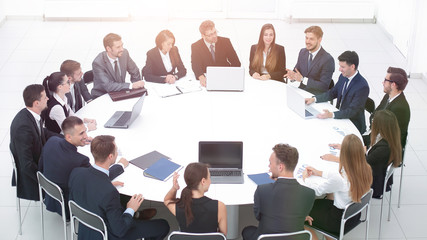 meeting business partners in the conference room.