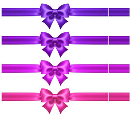 Silk ultra violet and pink bows with ribbons