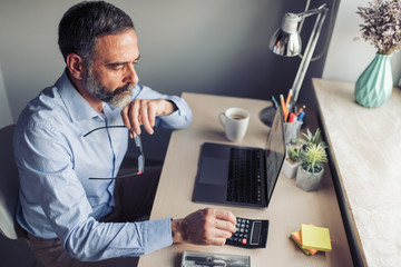 Freelance man working at home