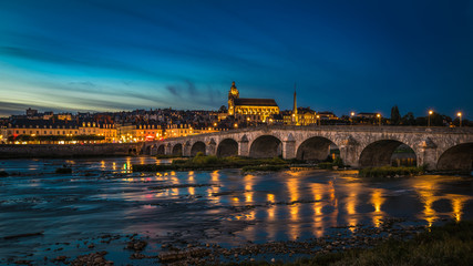 Fototapeta na wymiar Sunset image of Blois and the Loire River, France
