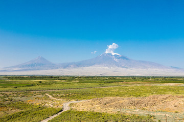 Naklejka premium Landscape view of Mount Ararat in summer. Armenia