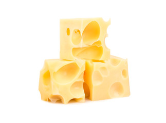 Three cubes of cheese