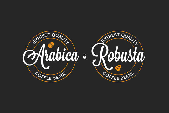 Fototapeta coffee Arabica and Robusta logo on black background