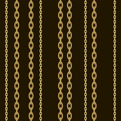 Seamless pattern with gold chains on a black background. Vector.