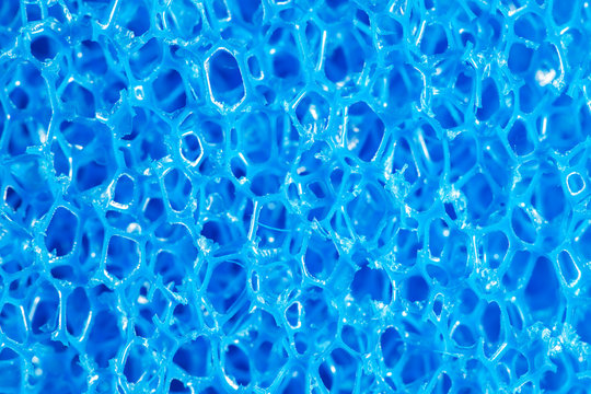 deep blue colored polymeric material with a foam structure