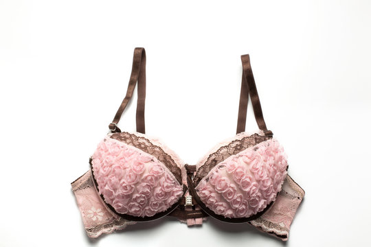 Beautiful stylish pink bra with lace