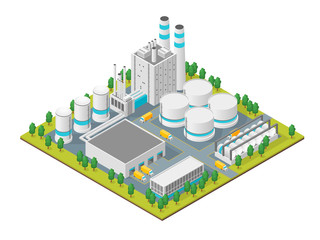 Factory Concept 3d Isometric View. Vector