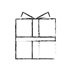 wrapped gift box bow ribbon decoration vector illustration sketch design