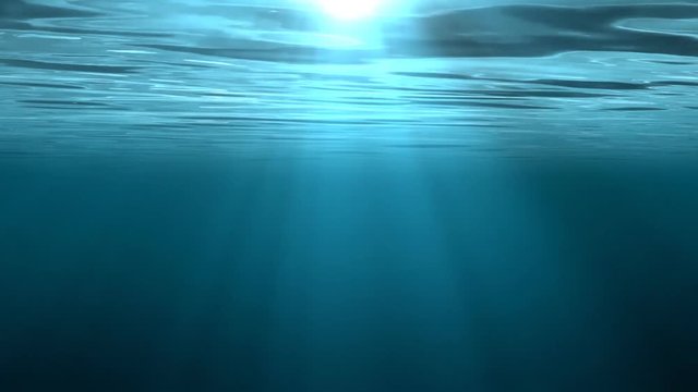 Animation of an underwater scene with sunlight shining