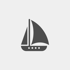 Yacht flat vector icon. Ship flat vector icon